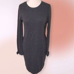 RACHEL Zoe Charcoal Gray Wool Blend‎ Sweater Dress Ruffled Cuffs NWT Size S